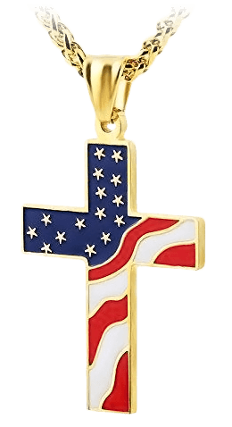 Gold Plated Stars Stripes Cross