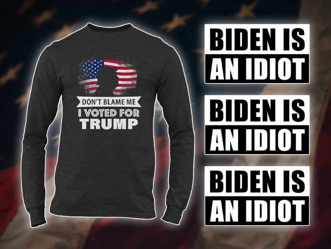 I voted for Trump long sleeve with Biden stickers